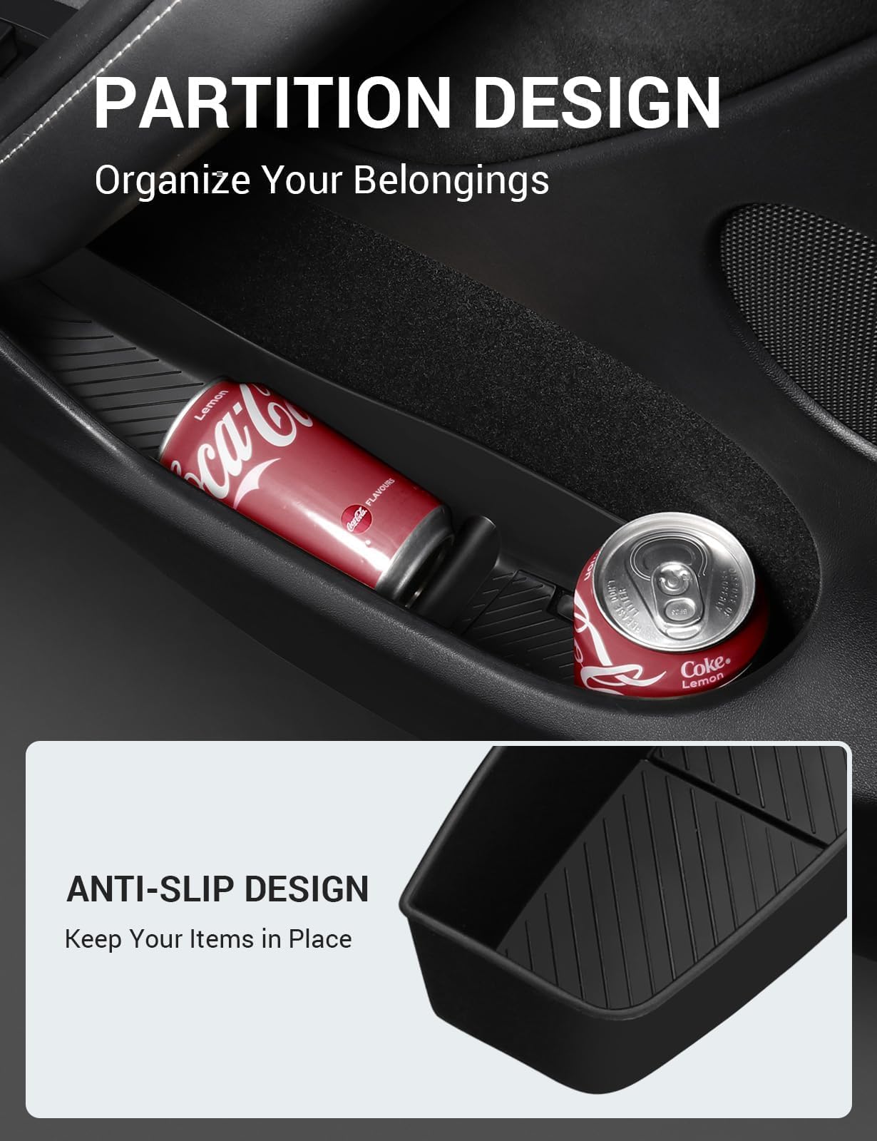 BASENOR 2024-2020 Tesla Model Y Door Side Storage Box with Emergency Button Cutout, Door Organizer Pocket Liners, Waterproof TPE Front & Rear Side Tray Protector Liner Set of 4