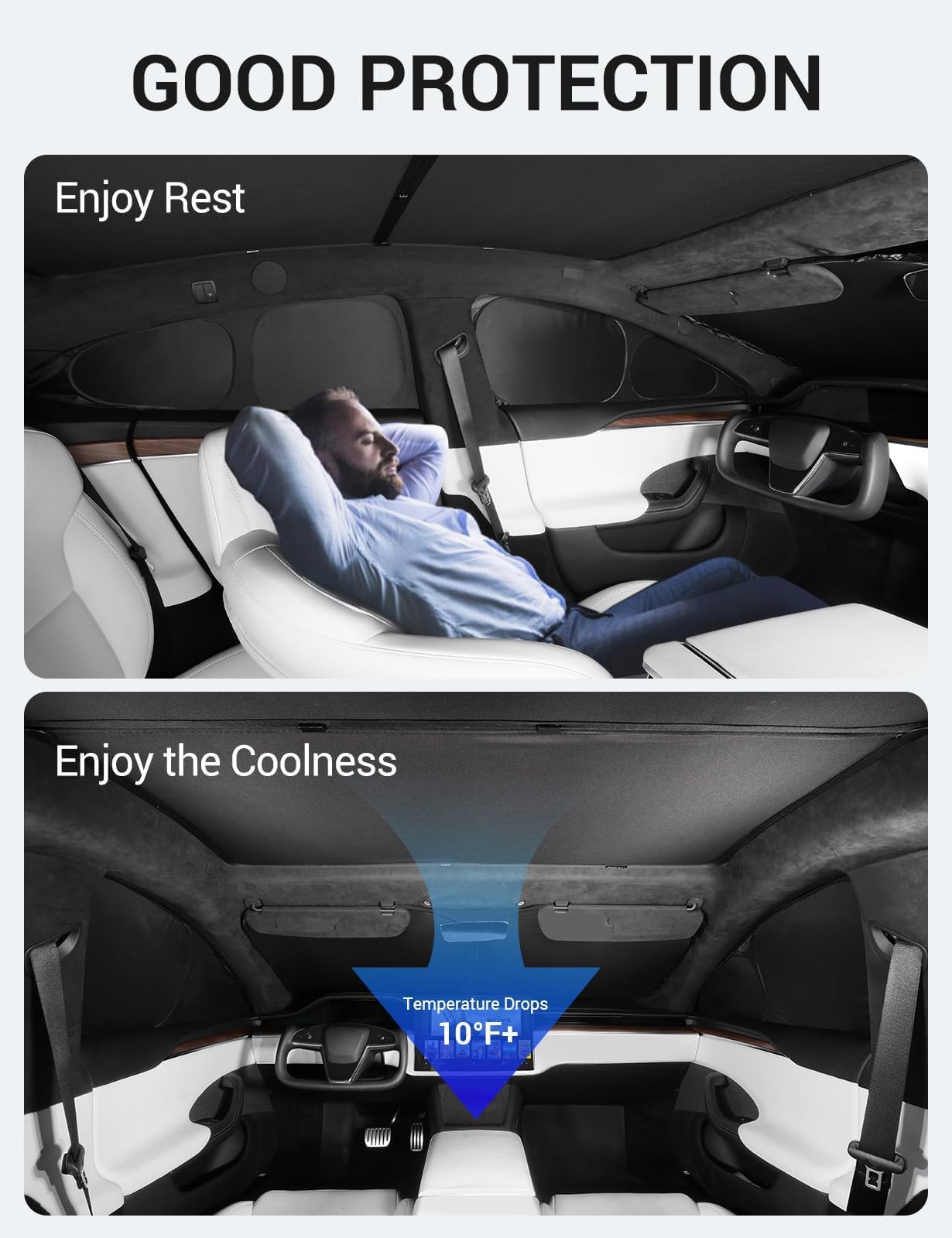 BASENOR 6PCS 2022-2025 Tesla Model S/Model S Plaid Side Window Sunshade