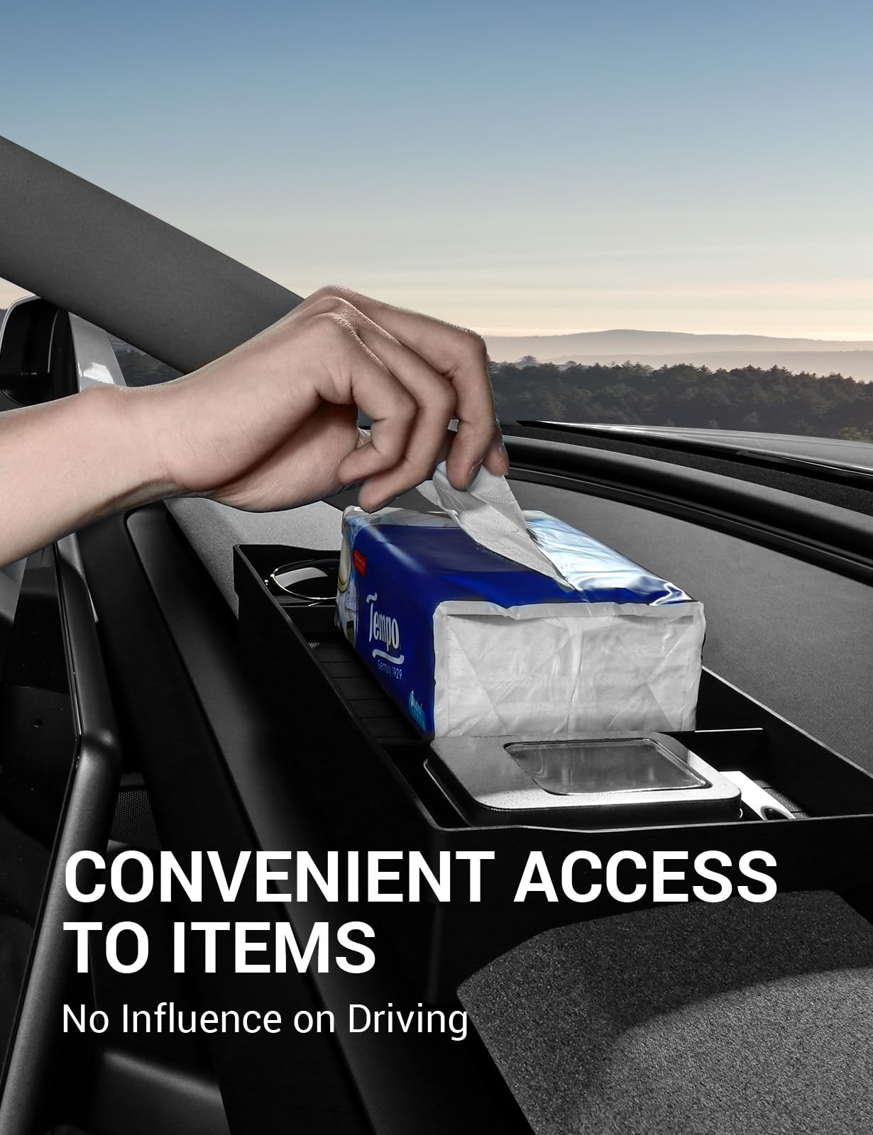 BASENOR Center Console Behind Screen Storage for 2024 2025 Tesla Model 3(Highland) 2025 Tesla Model Y Refresh (Juniper), Dashboard Hidden Organizer Tray, Non-Slip Sunglasses Tissue Key Holder