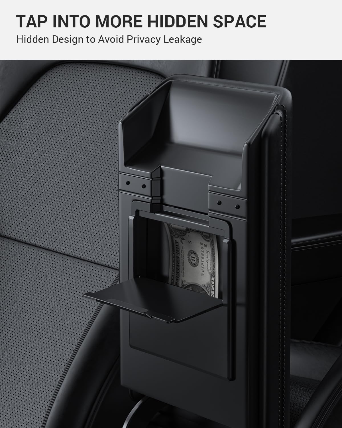 BASENOR 2025 2024 Tesla Model 3 Armrest Hidden Storage Box (Carbon Fiber Design) Center Console Armrest Secret Compartment Organizer for Model 3 Highland Refresh Accessories