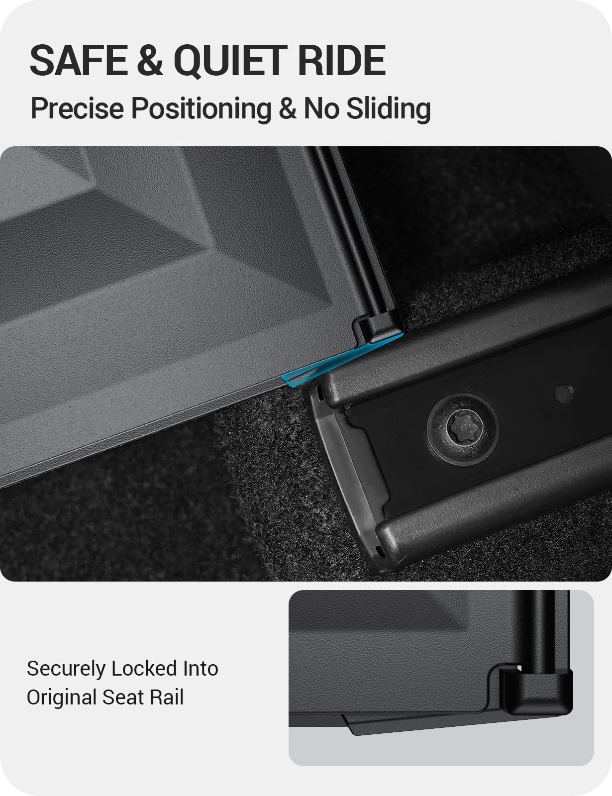 BASENOR 2PCS 2026 Tesla Model Y Juniper Under Seat Storage Box, Hidden Organizer Tray [No-Slip] with Dust Lid, Underseat Storage for 2025 2026 Model Y Juniper (Standard/Premium/Performance)