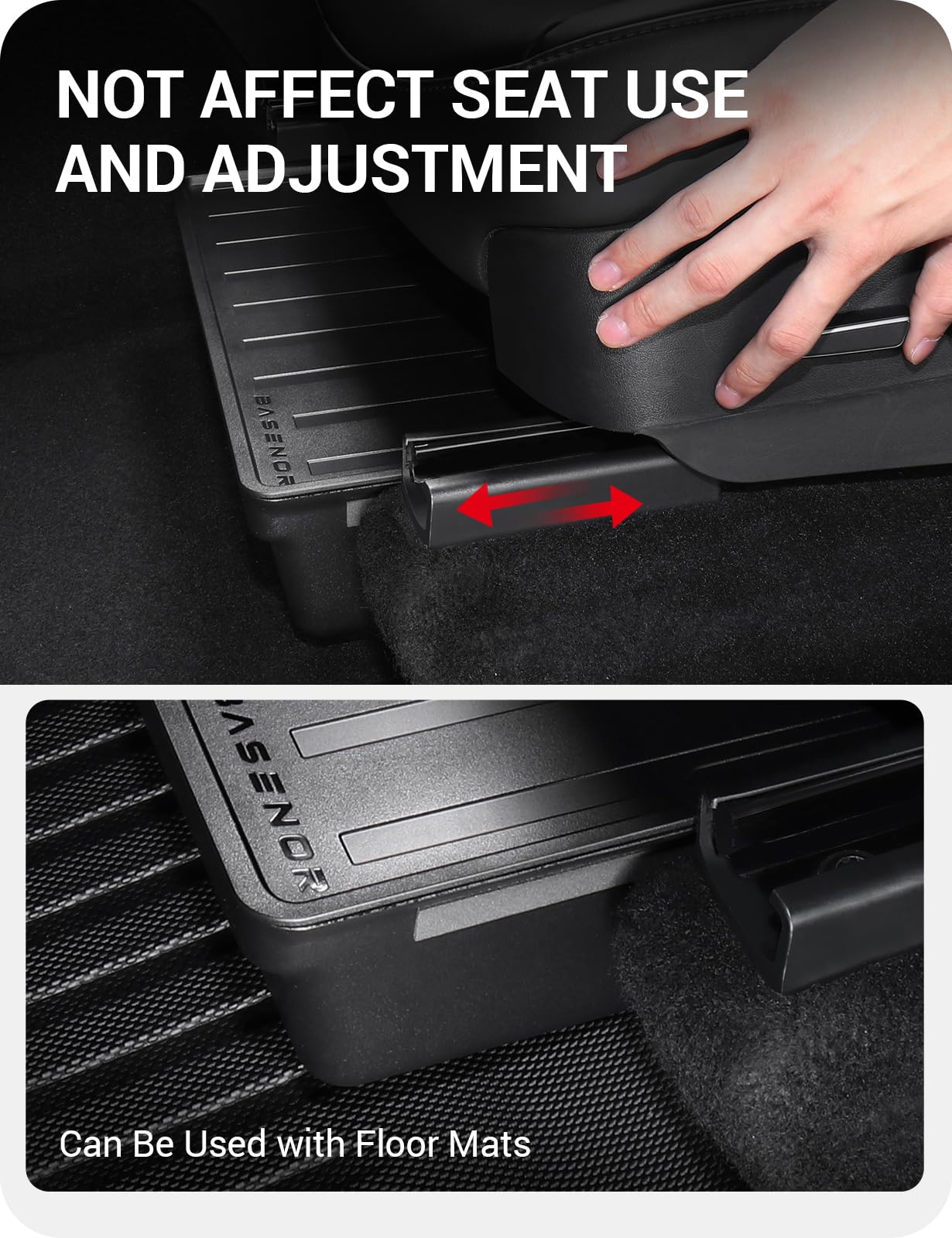 BASENOR 2Pack Tesla Model Y Under Seat Storage Box, Waterproof Hidden Storage Underseat Organizer with Lid Cover Tray for 2020-2024 Model Y Accessories