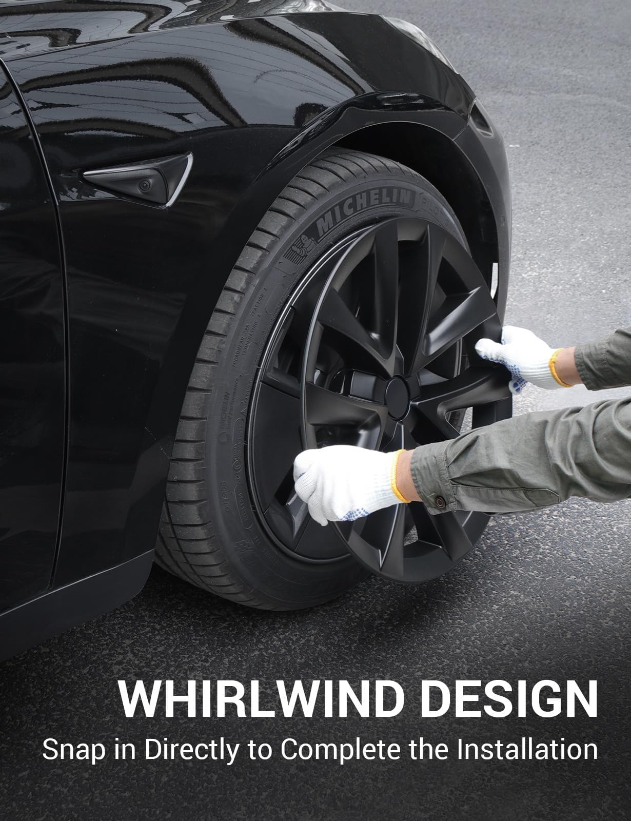 2017-2023 Tesla Model 3 18" Wheel Covers - Performance Hubcaps Matte Black 4PCS | BASENOR