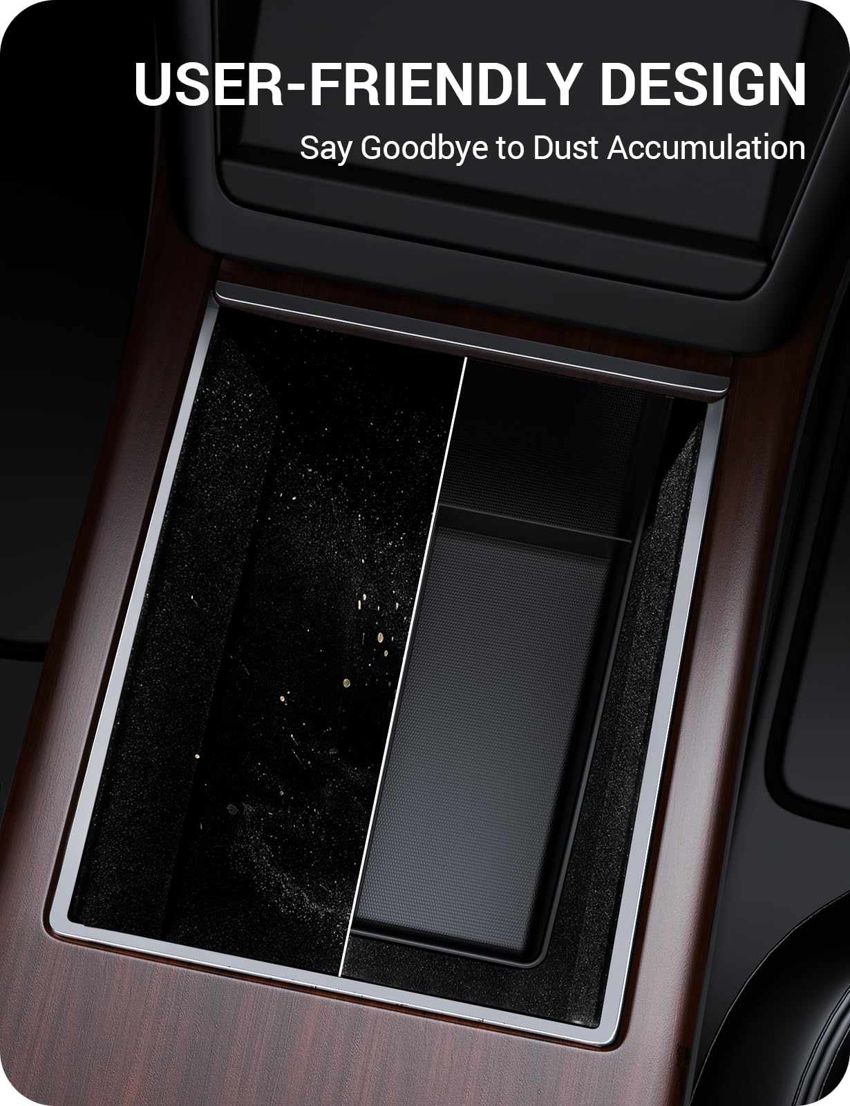 BASENOR 2022-2026 Tesla Model S Model X Lower Center Console Organizer Tray, Insert Compartment Under Cupholder Interior Accessories Storage, Fit Model S/Model X Refresh Plaid Long Range