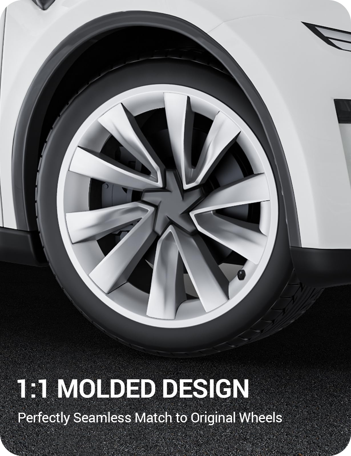 BASENOR 2026 2025 Tesla Model Y Juniper 20 Inch Wheel Rim Protector, Rim Guard Hubcap Curb Rash Cover, Car Protection Tire Trim Rings for Model Y Exterior Accessories Silver