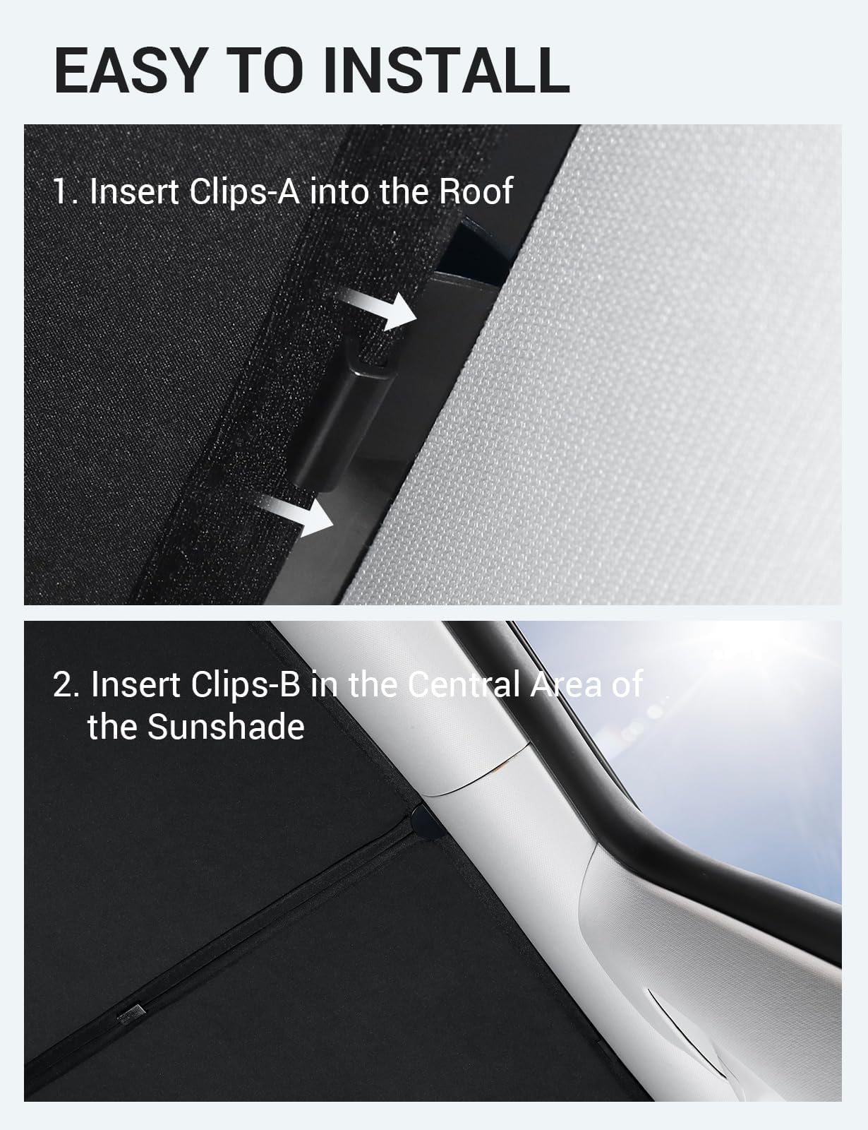 BASENOR Upgraded Tesla Model Y Sunshade Roof, [Nano Ice-Crystal Coatings] Heat Insulation Glass Roof Shade, Top Window Retractable Sun Protection, Sunroof Blocking Cover for Model Y 2020-2024 Black