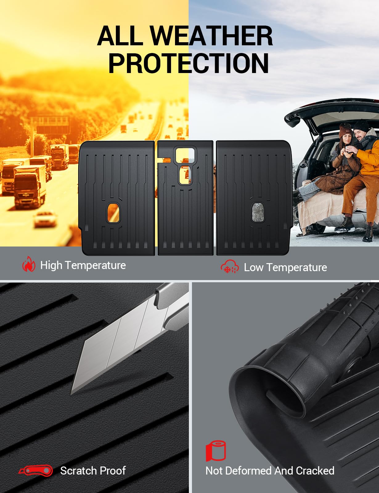 BASENOR 3PCS Tesla Model Y Second Row Seats Back Cover All Weather TPE Rear Back Seat Protector Waterproof Interior Backrest Cover Pet Mat for 2024-2020 Model Y Accessories