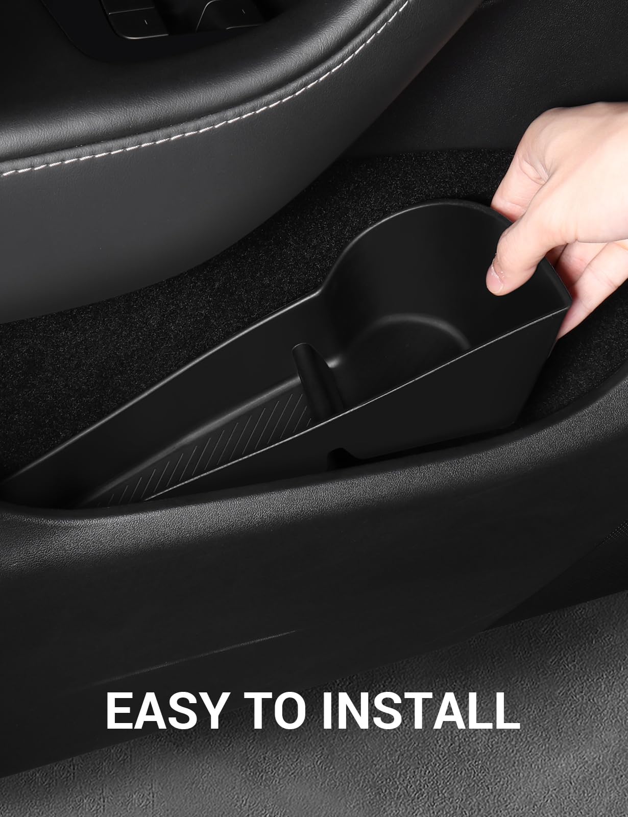 BASENOR 2024-2020 Tesla Model Y Door Side Storage Box with Emergency Button Cutout, Door Organizer Pocket Liners, Waterproof TPE Front & Rear Side Tray Protector Liner Set of 4