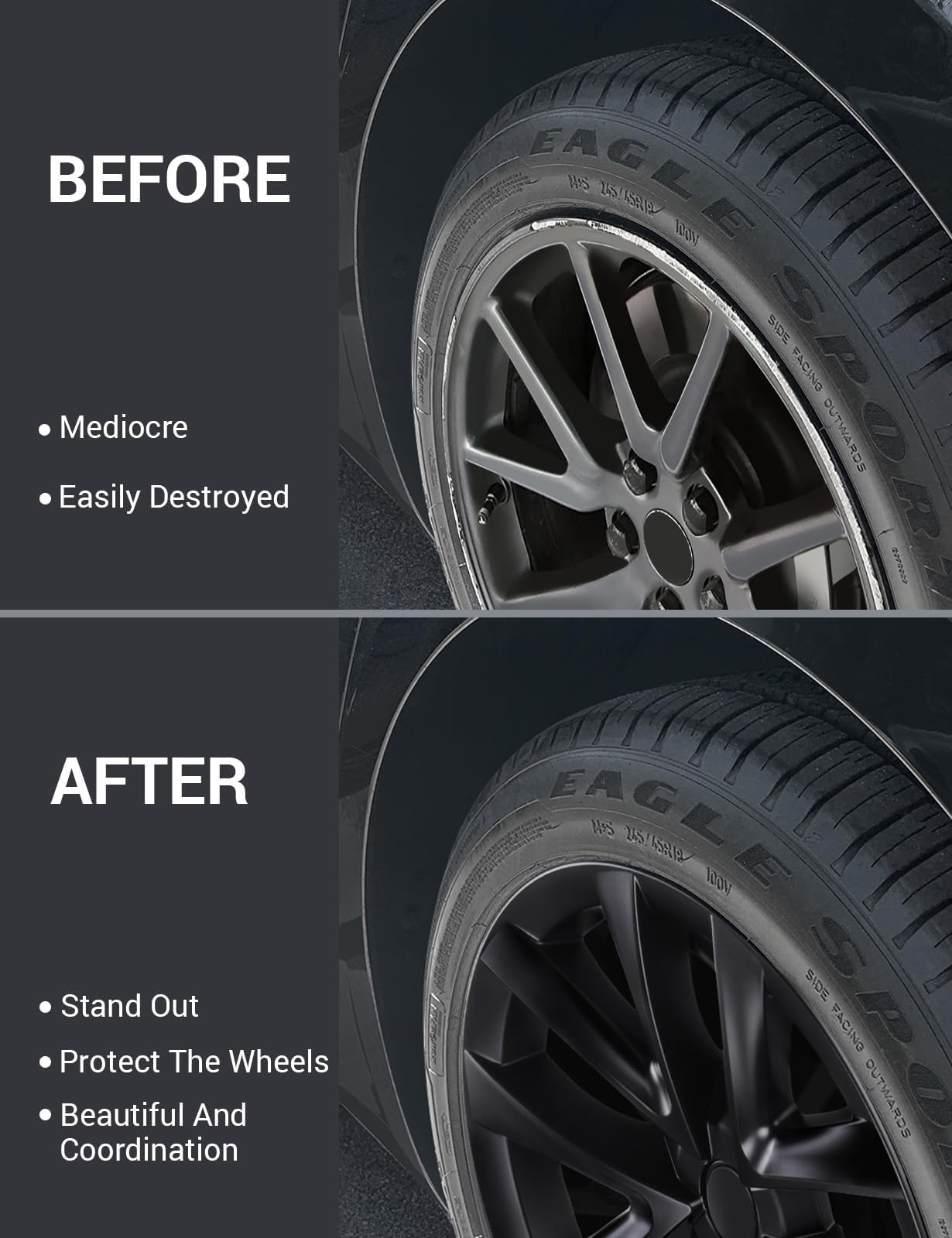 2017-2023 Tesla Model 3 18" Wheel Covers - Performance Hubcaps Matte Black 4PCS | BASENOR