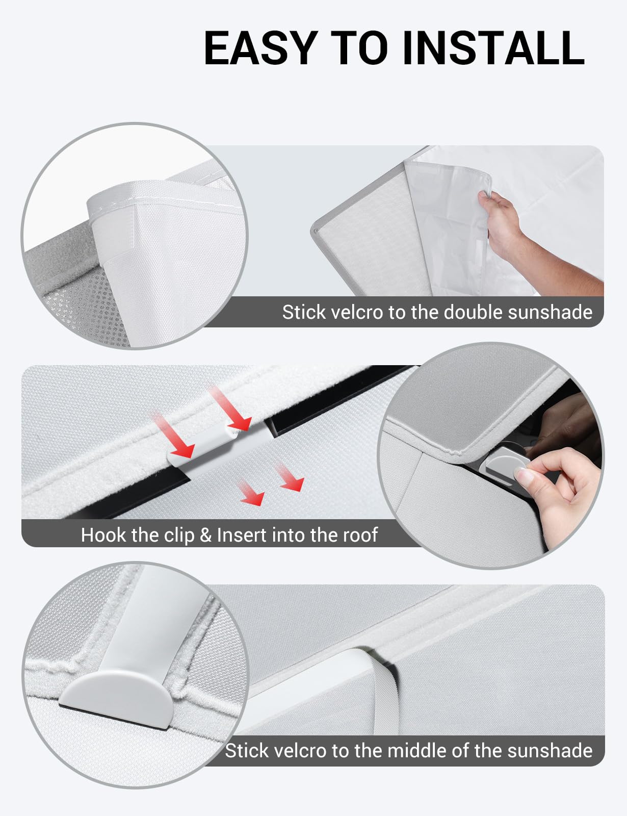 BASENOR 2017-2026 Tesla Model Y Model 3 Model S Roof Sunshade Sunroof Insert Clips Replacement Kit Clip Accessories-8PCS Grey