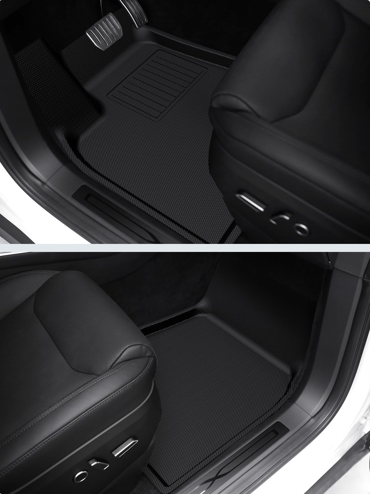 BASENOR 10PCS Tesla Model X Floor Mats 7-Seater All Weather Cargo Liner Mat XPE Car Mats Anti-Slip Trunk Mat Back Seat Cover Model X Plaid Accessories 2022-2025