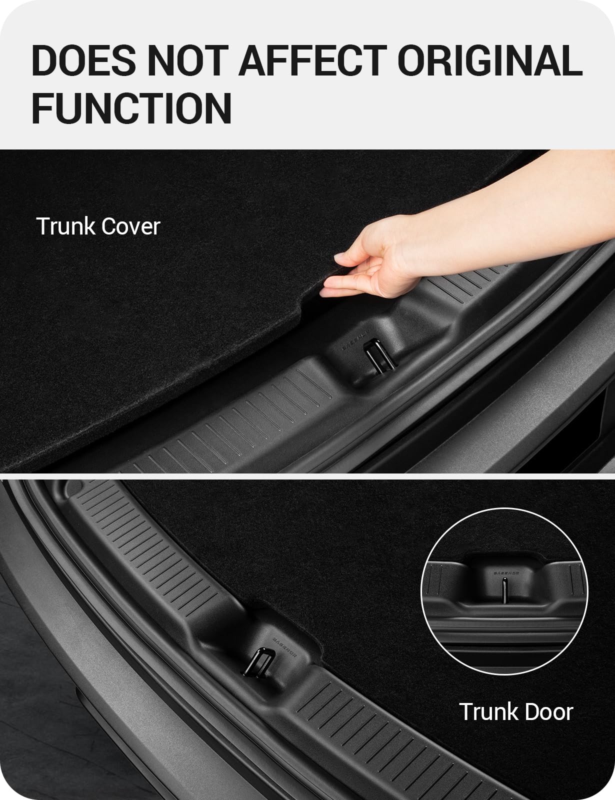BASENOR 2025 2026 Tesla Model Y Juniper Rear Bumper Guard Protector [Anti-Scratch] Trunk Bumper Door Sill Cover for Model Y Interior Accessories TPE Black