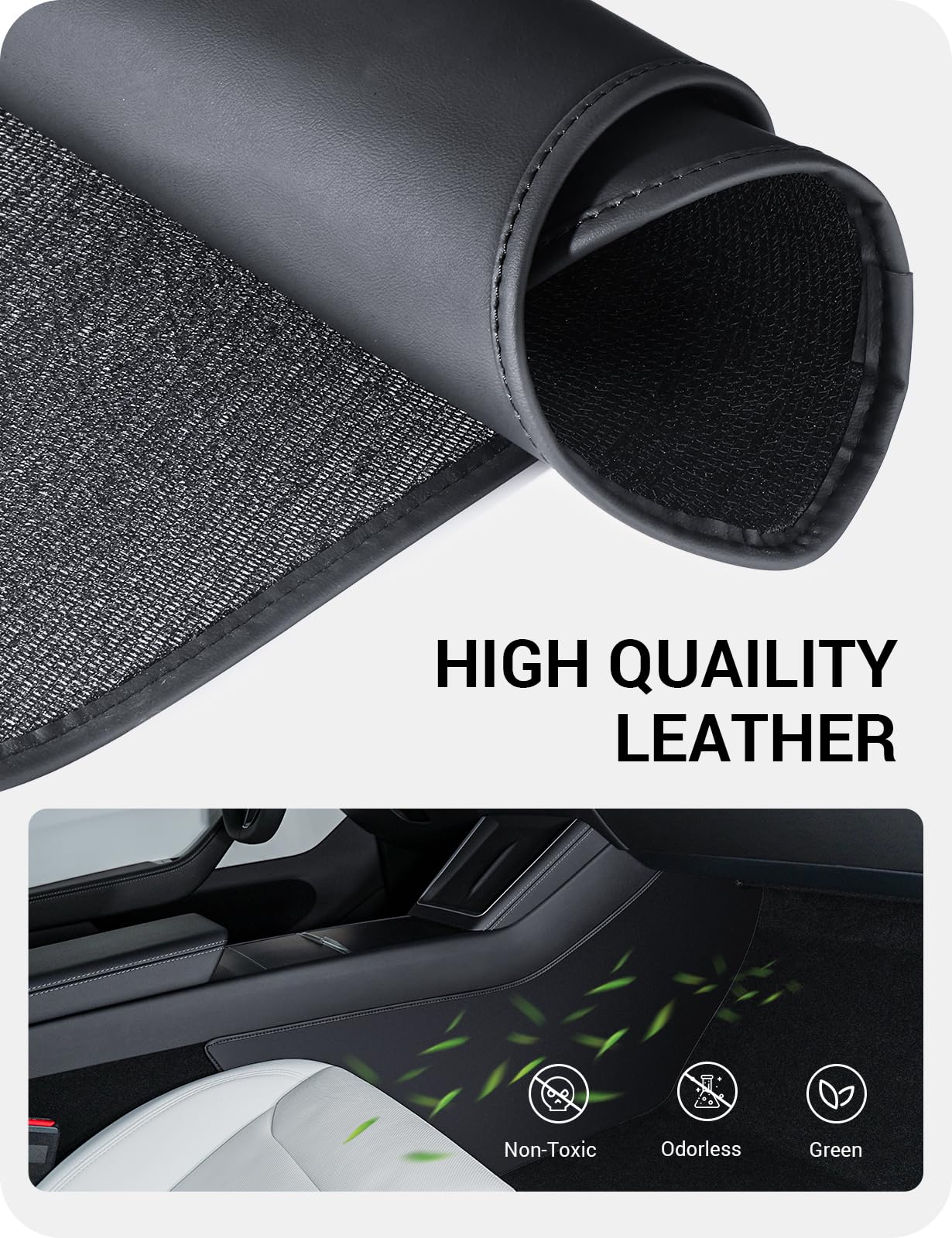 BASENOR 2025 2026 Tesla Model Y Center Console Side Anti-Kick Mats, Waterproof & Dust Resistant Protector Cover Front Seat for Model Y Juniper (Standard, Premium & Performance) Accessories 2PCS