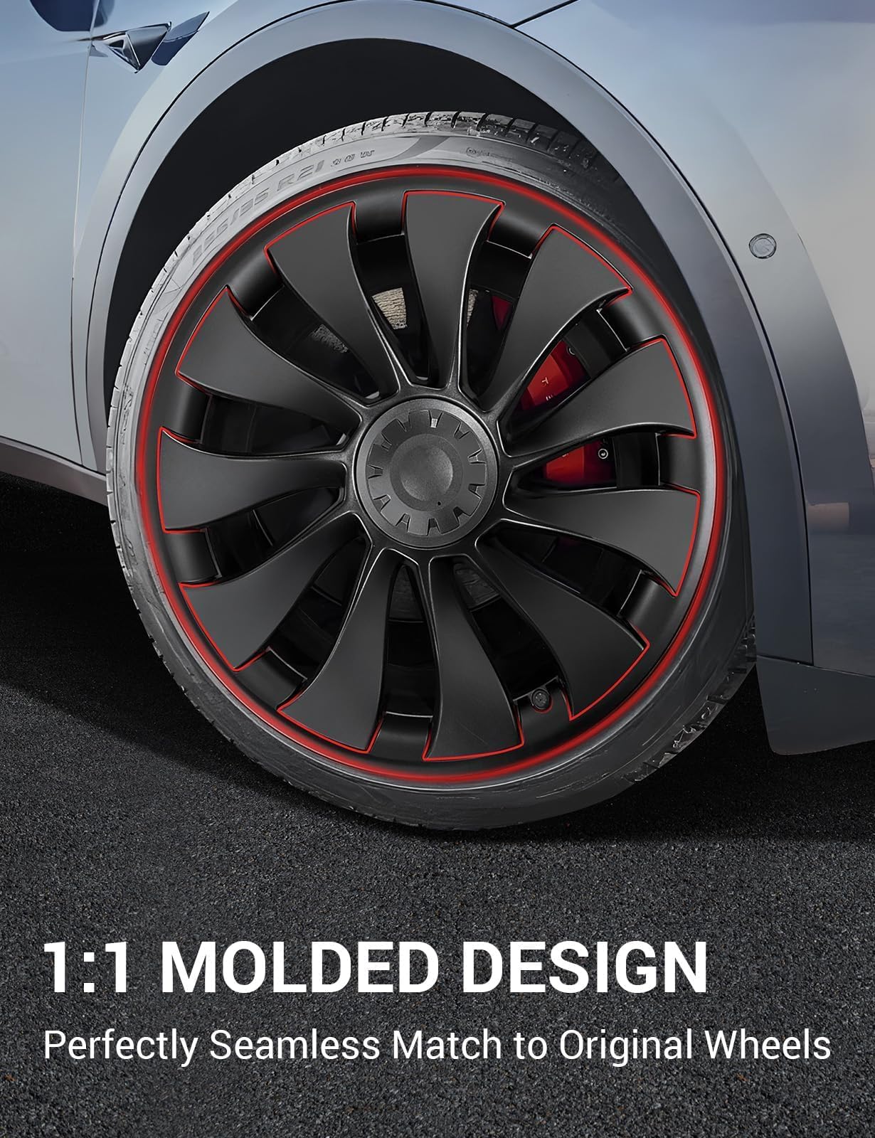BASENOR Tesla Model Y 21 Inch Wheel Rim Protector ABS Rim Guard Hubcap Curb Rash Cover Car Protection Tire Trim Rings for Model Y Exterior Accessories