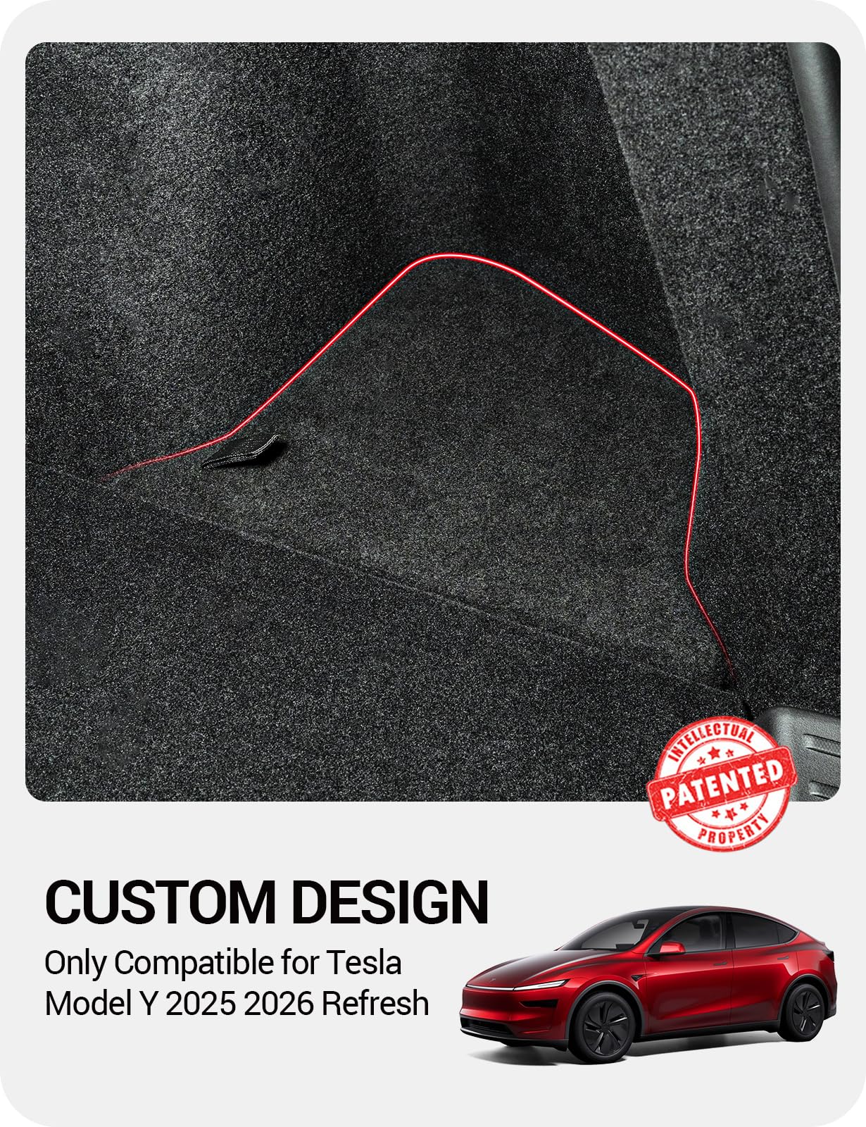 BASENOR 2025 2026 Tesla Model Y Trunk Storage Bins, Trunk Organizer with Carpeted Lid, Rear Trunk Side Storage Box for Model Y Refresh (Juniper) Interior Accessories