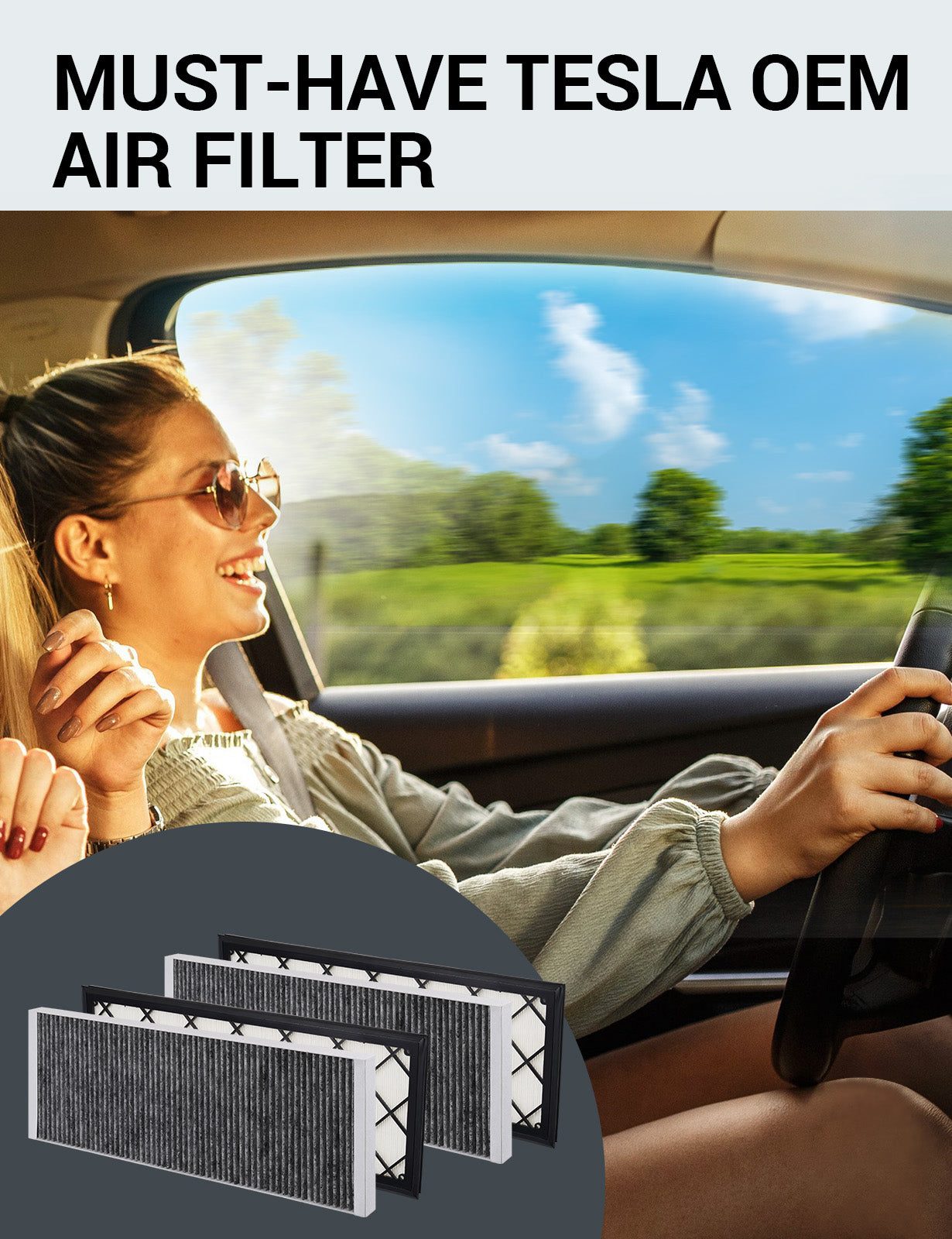 BASENOR Tesla Model Y Cabin Air Filter HEPA Air Intake Filter Replacement with Activated Carbon for 2020-2023 Model Y Accessories (Set of 4)