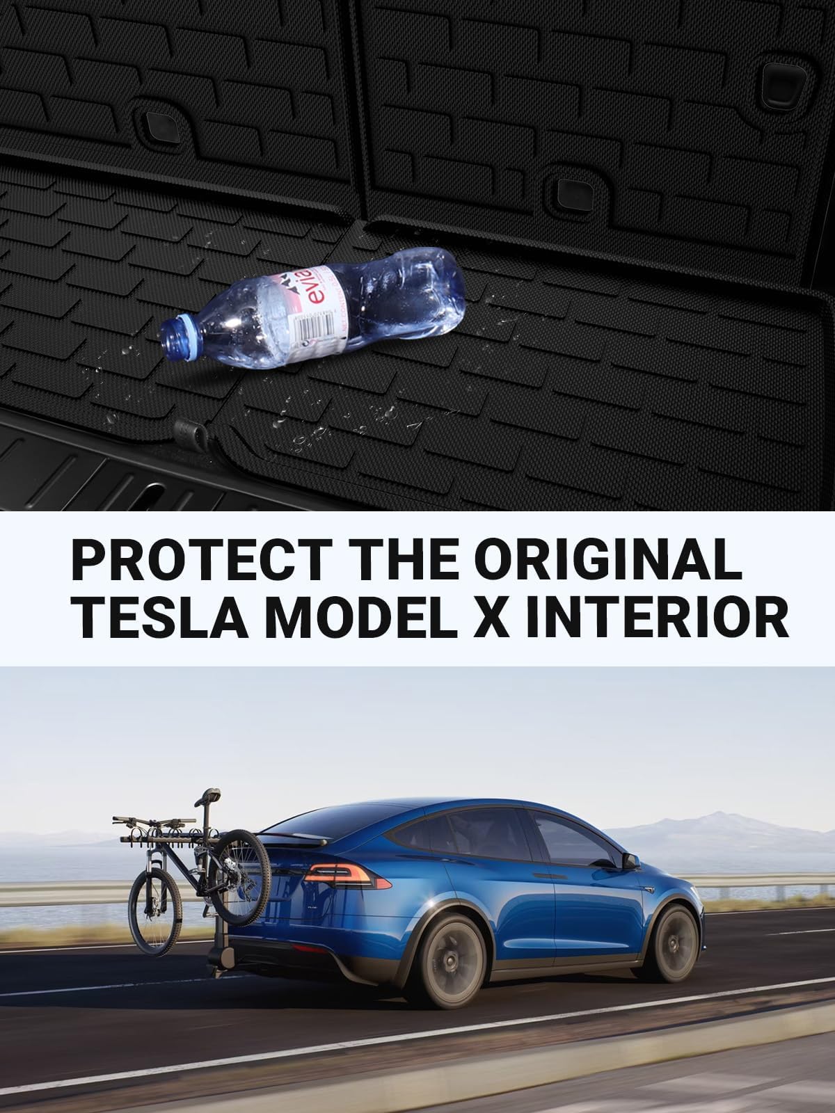 BASENOR 10PCS Tesla Model X Floor Mats 7-Seater All Weather Cargo Liner Mat XPE Car Mats Anti-Slip Trunk Mat Back Seat Cover Model X Plaid Accessories 2022-2025 - Image 3