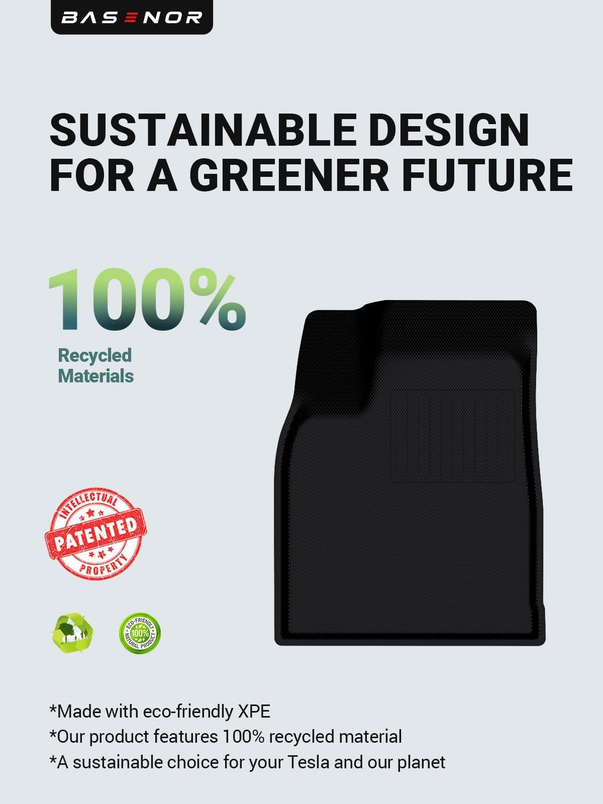 BASENOR 10PCS Tesla Model X Floor Mats 7-Seater All Weather Cargo Liner Mat XPE Car Mats Anti-Slip Trunk Mat Back Seat Cover Model X Plaid Accessories 2022-2025 - Image 6