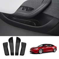 BASENOR 2021-2025 Tesla Model S Door Side Storage Box, Door Organizer Tray Front Rear Slot Pockets, Protector Liner for Model S/S Plaid Accessories Set of 4