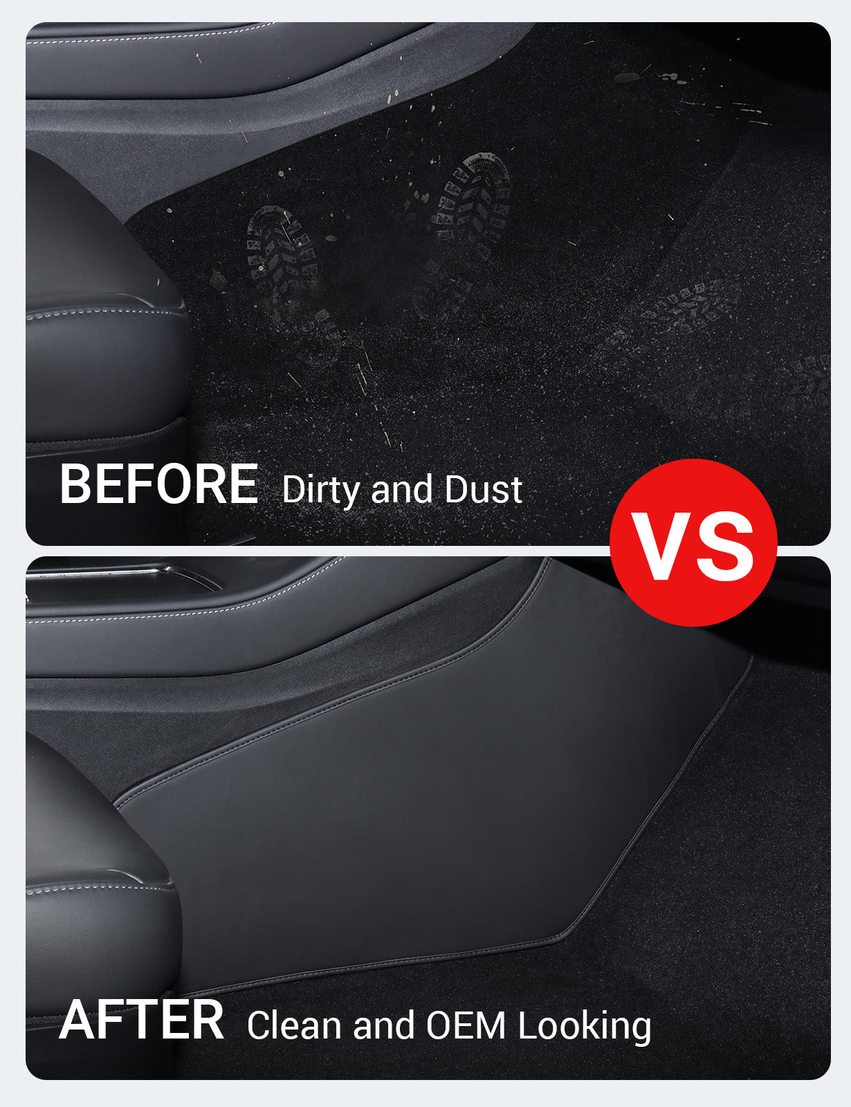 BASENOR 2025 Upgrade Center Console Side Anti-Kick Mats for Tesla Model Y 2020-2024 Waterproof & Dust Resistant Protector Cover Leather Pad Model Y Interior Accessories 2PCS - Image 3