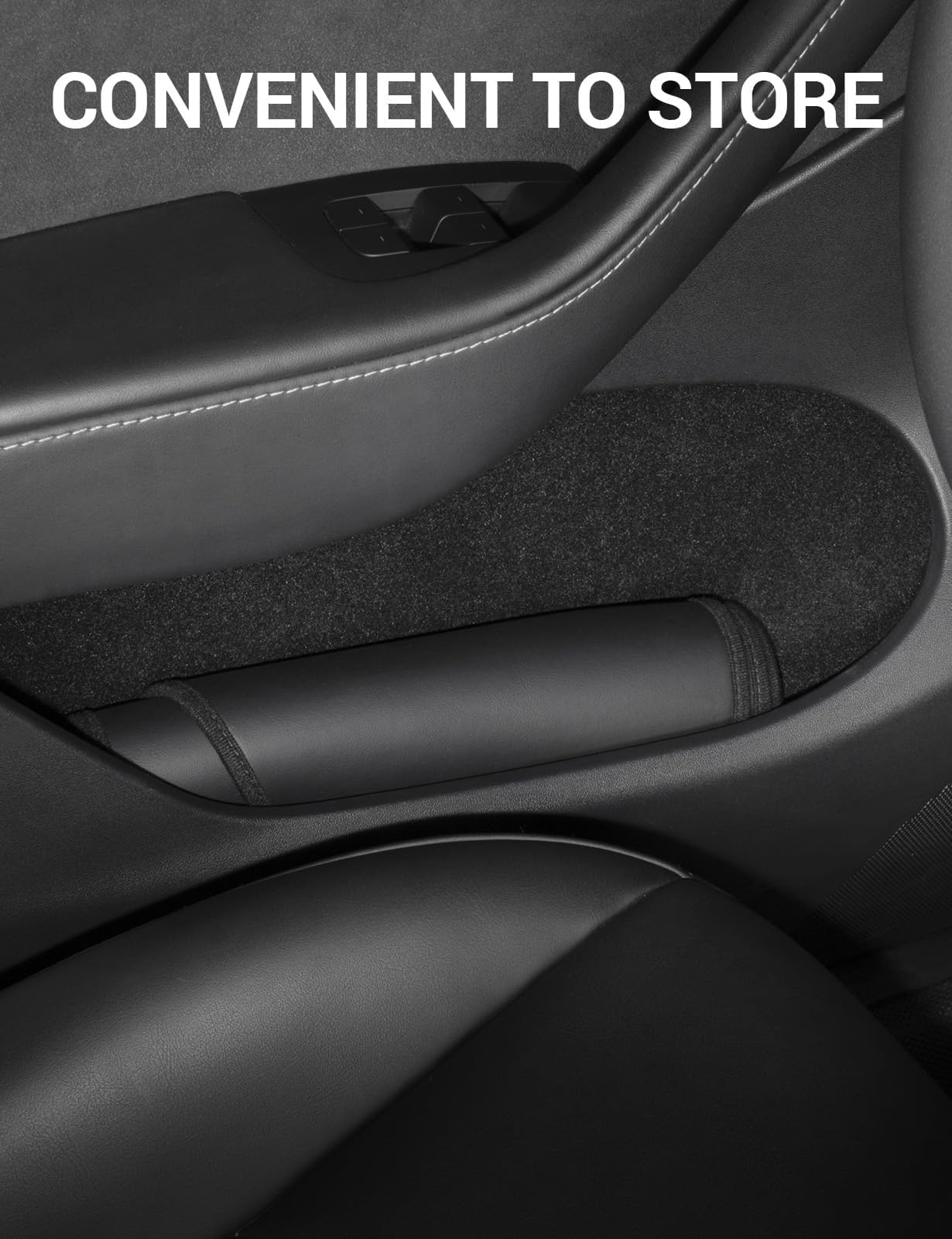 BASENOR 2025 Upgraded Tesla Model Y Dashboard Cover [Anti-Glare] Dashboard Pad Dustproof Sun Protection [Leather] Dash Mat Fit 2020-2025 Model Y Interior Accessories Black - Image 2