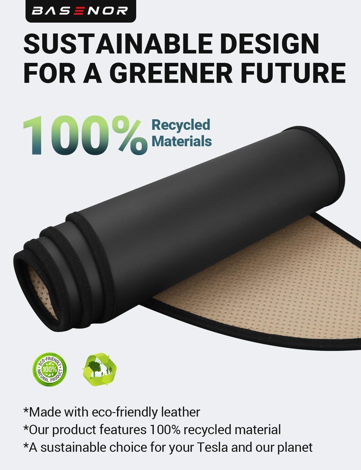 BASENOR 2025 Upgraded Tesla Model Y Dashboard Cover [Anti-Glare] Dashboard Pad Dustproof Sun Protection [Leather] Dash Mat Fit 2020-2025 Model Y Interior Accessories Black - Image 5