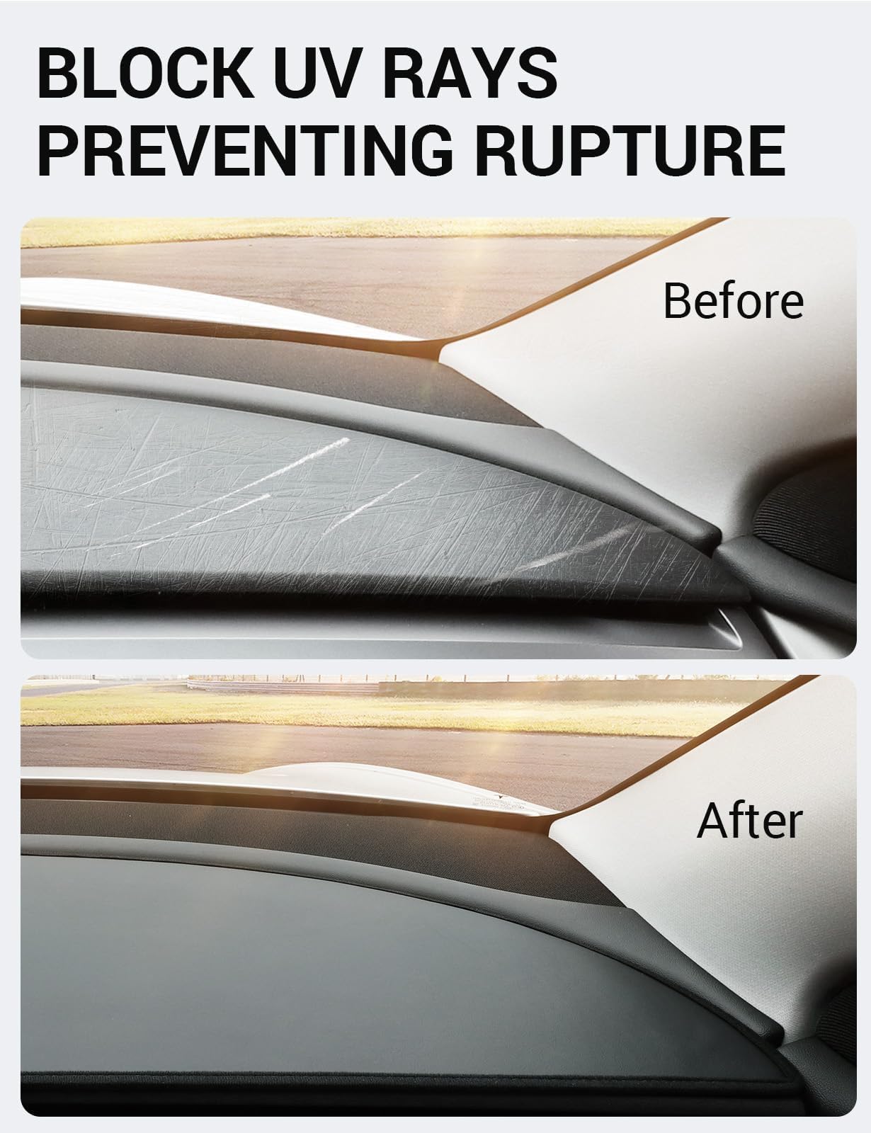 BASENOR 2025 Upgraded Tesla Model Y Dashboard Cover [Anti-Glare] Dashboard Pad Dustproof Sun Protection [Leather] Dash Mat Fit 2020-2025 Model Y Interior Accessories Black - Image 6