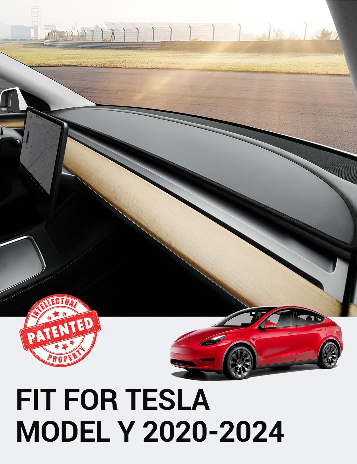 BASENOR 2025 Upgraded Tesla Model Y Dashboard Cover [Anti-Glare] Dashboard Pad Dustproof Sun Protection [Leather] Dash Mat Fit 2020-2025 Model Y Interior Accessories Black - Image 9
