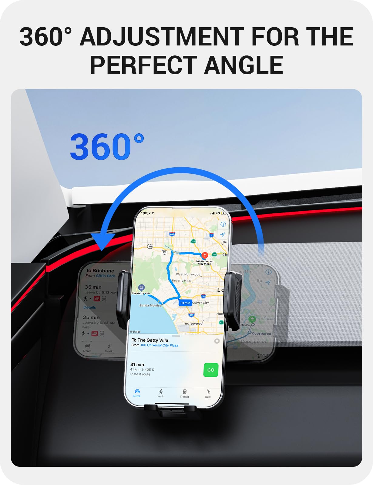 BASENOR Phone Mount for 2025 2026 Tesla Model Y Juniper/Model 3 Highland, Dashboard Phone Holder Does Not Block View [No Adhesive][Dual Arms][360° Adjustable] Tesla Accessories Fit All Smartphone - Image 4