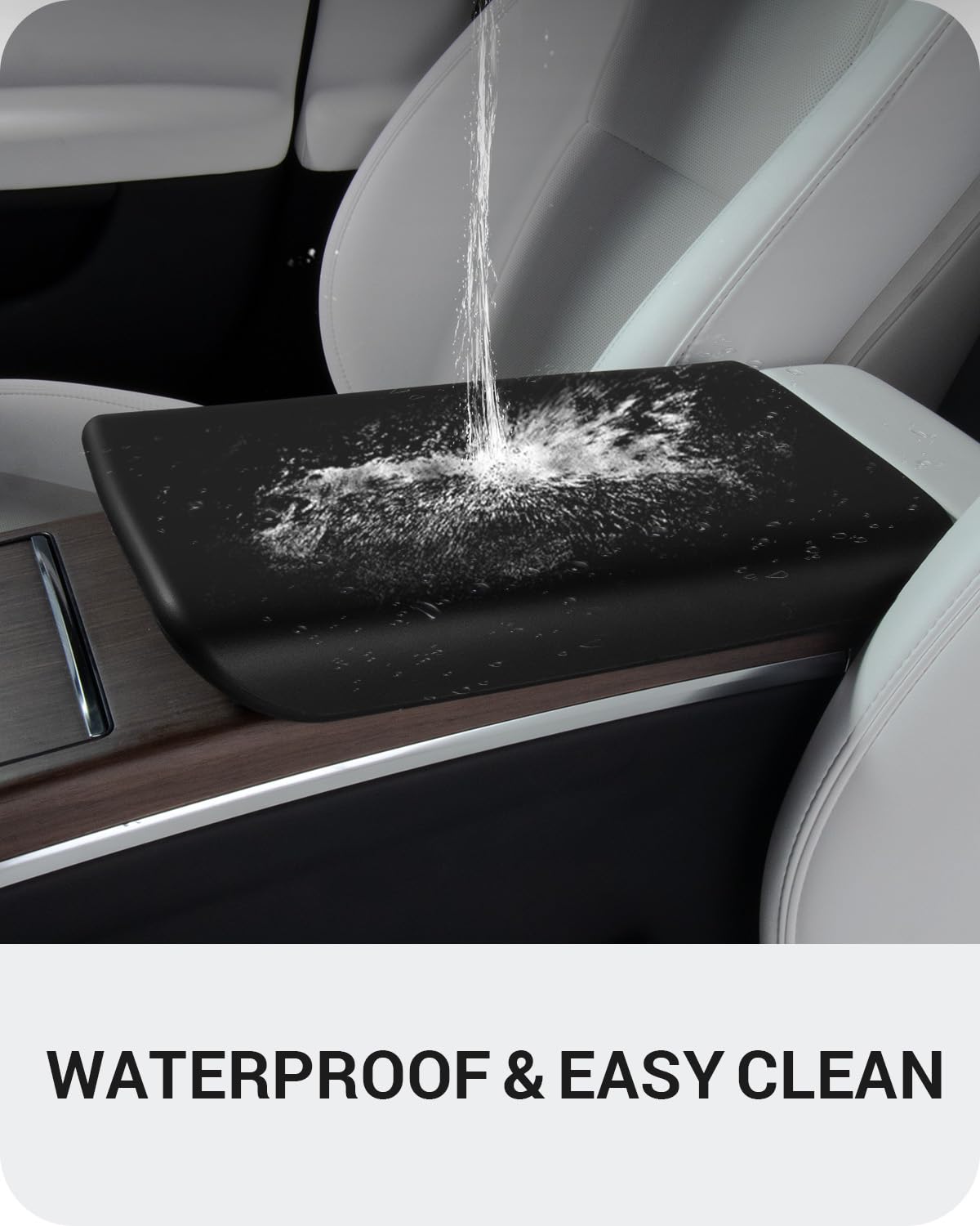 BASENOR Tesla Model S Model X Center Console Cover Non-Slip TPE Armrest Cover [No Logo] Protector Armrest 2021-2025 Tesla Interior Accessories Black - Image 2