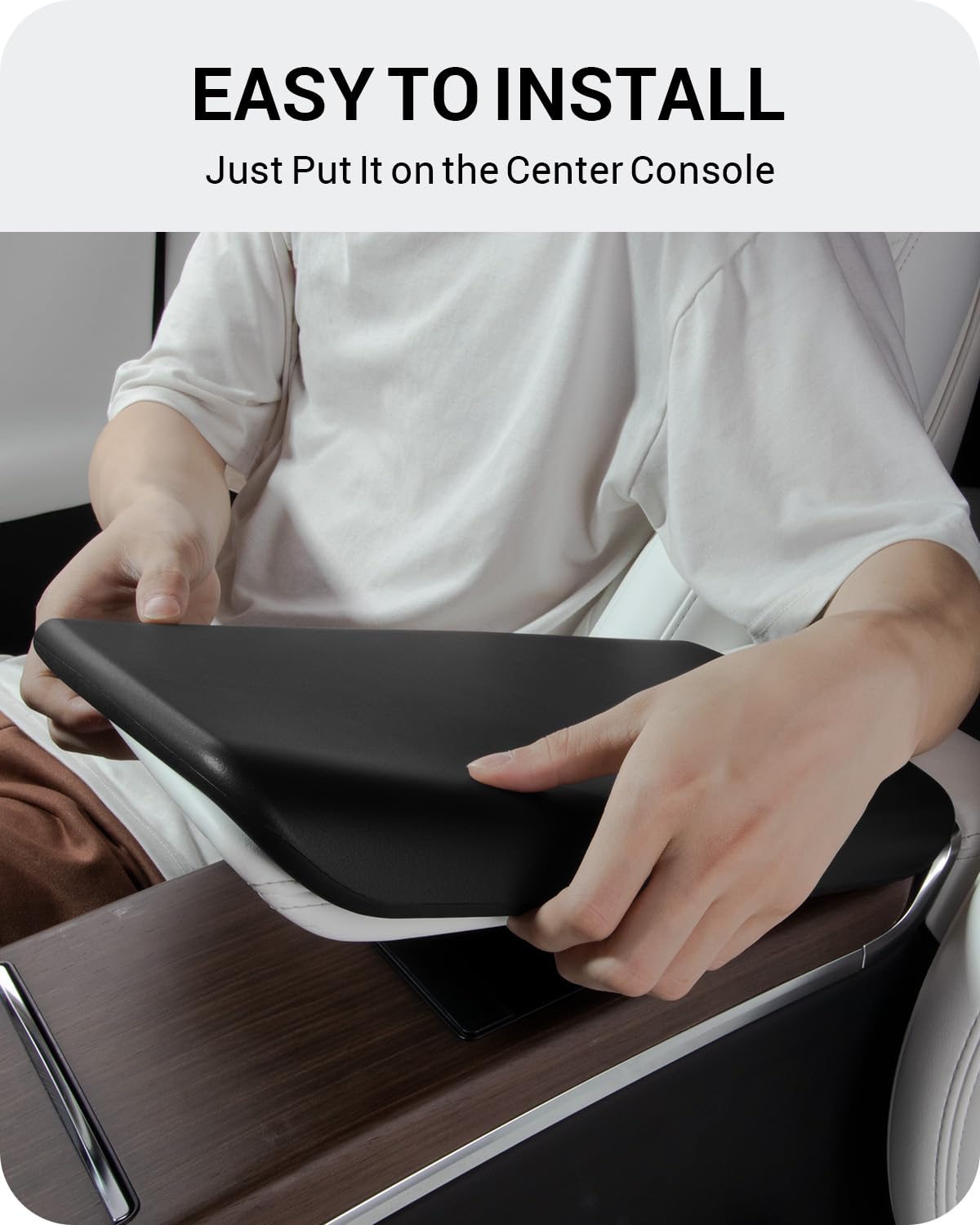 BASENOR Tesla Model S Model X Center Console Cover Non-Slip TPE Armrest Cover [No Logo] Protector Armrest 2021-2025 Tesla Interior Accessories Black - Image 3