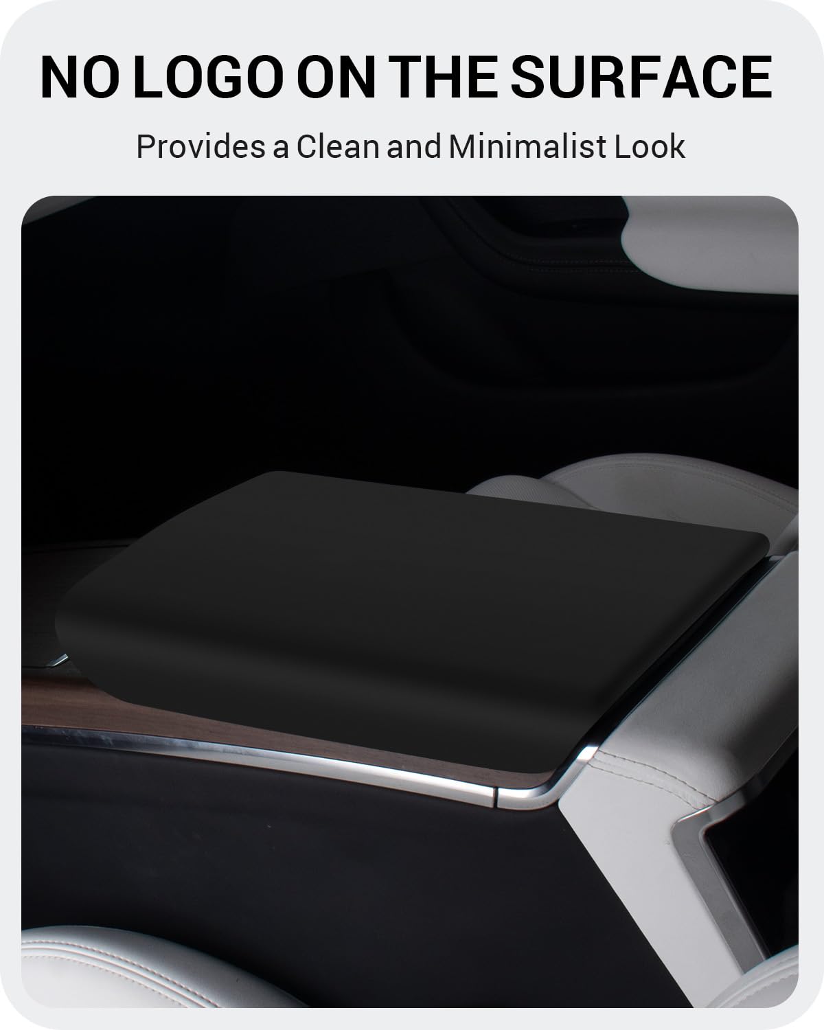 BASENOR Tesla Model S Model X Center Console Cover Non-Slip TPE Armrest Cover [No Logo] Protector Armrest 2021-2025 Tesla Interior Accessories Black - Image 5