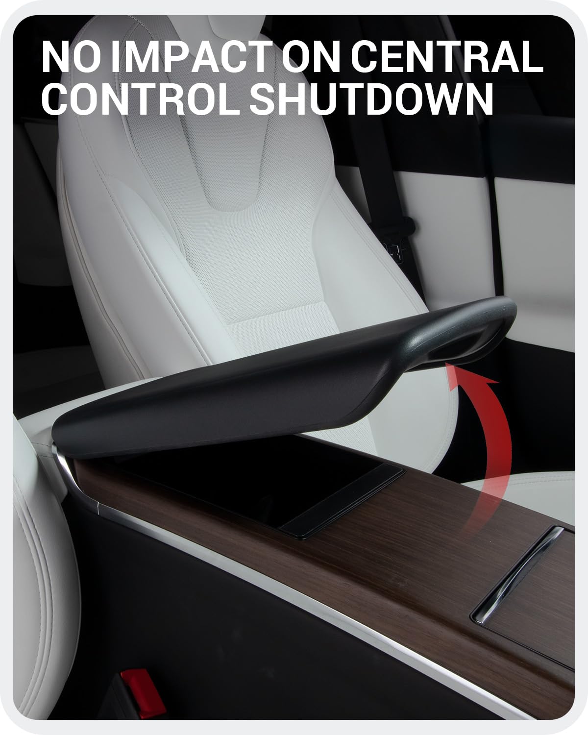 BASENOR Tesla Model S Model X Center Console Cover Non-Slip TPE Armrest Cover [No Logo] Protector Armrest 2021-2025 Tesla Interior Accessories Black - Image 6