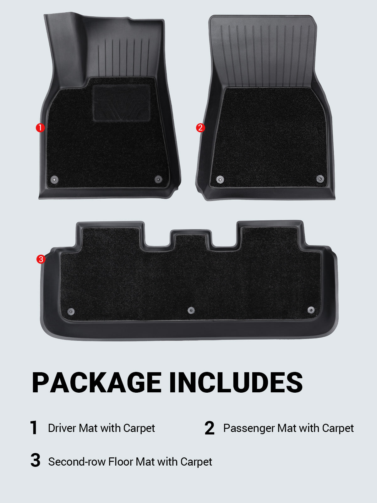 BASENOR Tesla Model Y Floor Mats Set All Weather Waterproof TPE Floor Mat Removable Anti-Slip Carpet Interior Liners Model Y Accessories 2020-2024 (3 PCS) - Image 9