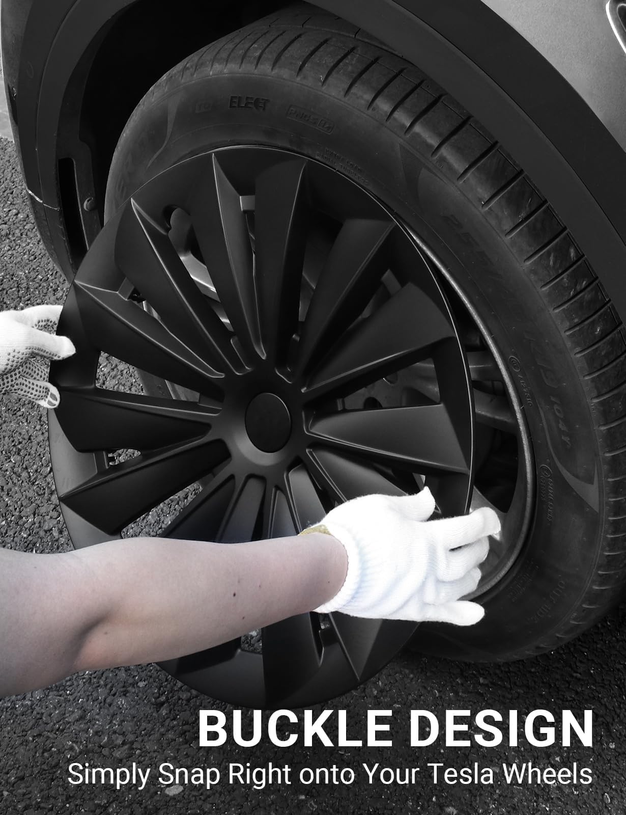 BASENOR Tesla Model Y Wheel Covers 19 Inch Hubcaps Replacement Hub Caps OEM Rim Protector Black Wheel Caps Car Protection for Tesla Exterior Accessories - Image 6