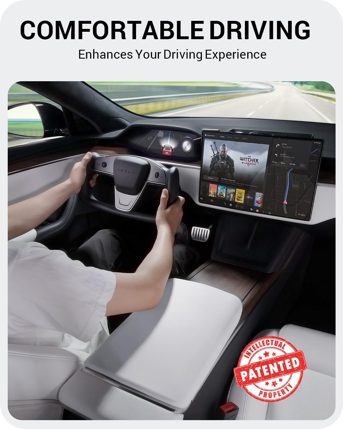 BASENOR Upgraded Tesla Model S Model X Center Console Cover Non-Slip TPE Armrest Cover [No Logo] Protector Armrest 2021-2025 Tesla Interior Accessories White - Image 8