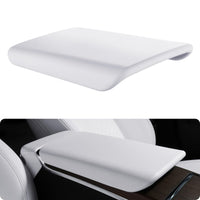 BASENOR Upgraded Tesla Model S Model X Center Console Cover Non-Slip TPE Armrest Cover [No Logo] Protector Armrest 2021-2025 Tesla Interior Accessories White