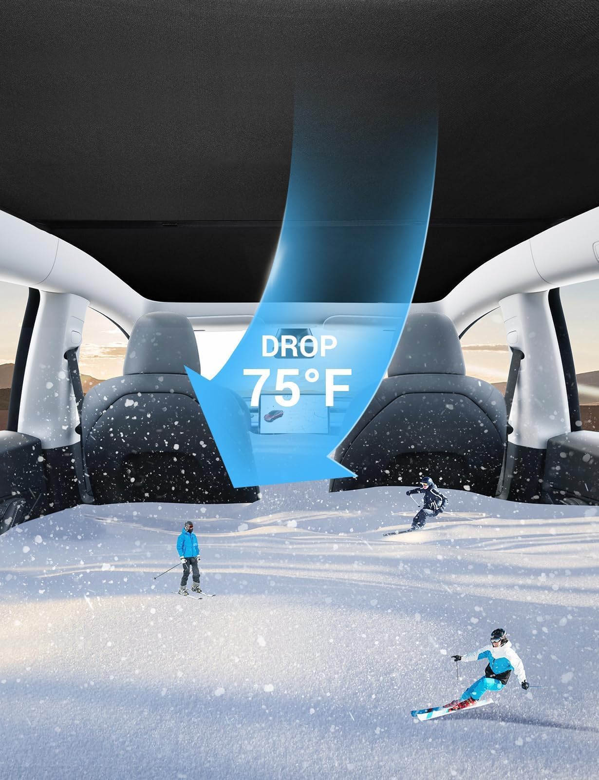 BASENOR Upgraded Tesla Model Y Sunshade Roof, [Nano Ice-Crystal Coatings] Heat Insulation Glass Roof Shade, Top Window Retractable Sun Protection, Sunroof Blocking Cover for Model Y 2020-2024 Black - Image 7