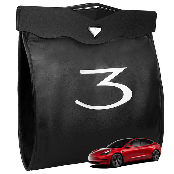 BASENOR PU Leather Garbage Bin with LED light for 2016-2023 Tesla Model 3