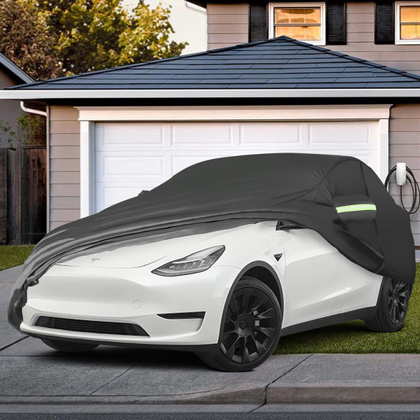 BASENOR Tesla Model Y Car Cover All-Weather UV Protection Full Exterior Accessories with Charge Port Opening & Ventilated Mesh for Model Y 2020 2021 2022 2023 Gen 2