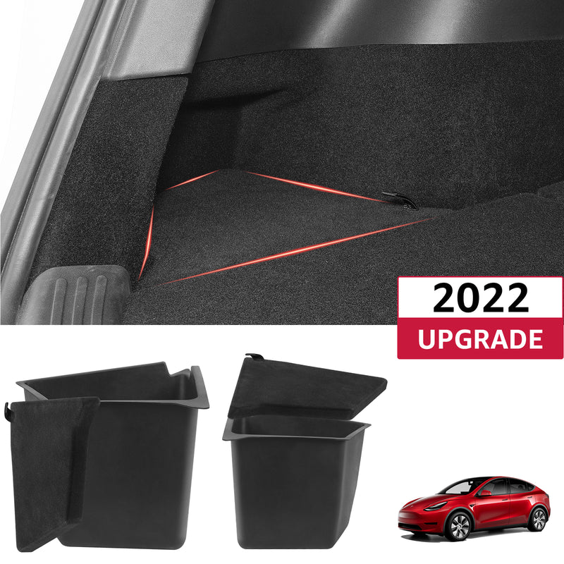 BASENOR Trunk Organizer Storage Bins with Lip for Tesla Model Y（Set of