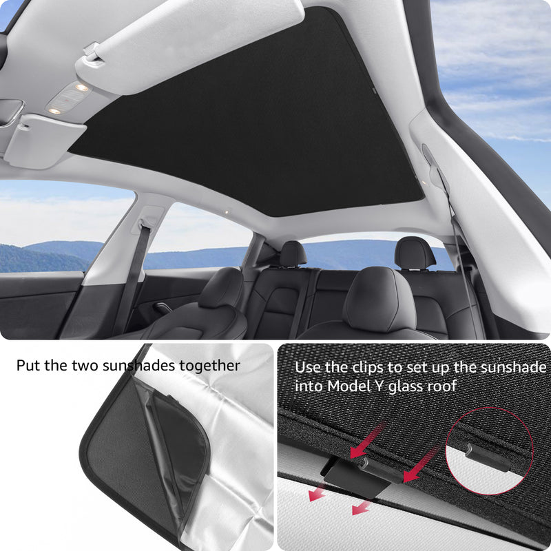 Tesla Model Y Glass Roof Sunshade with UV/Heat Insulation Cover