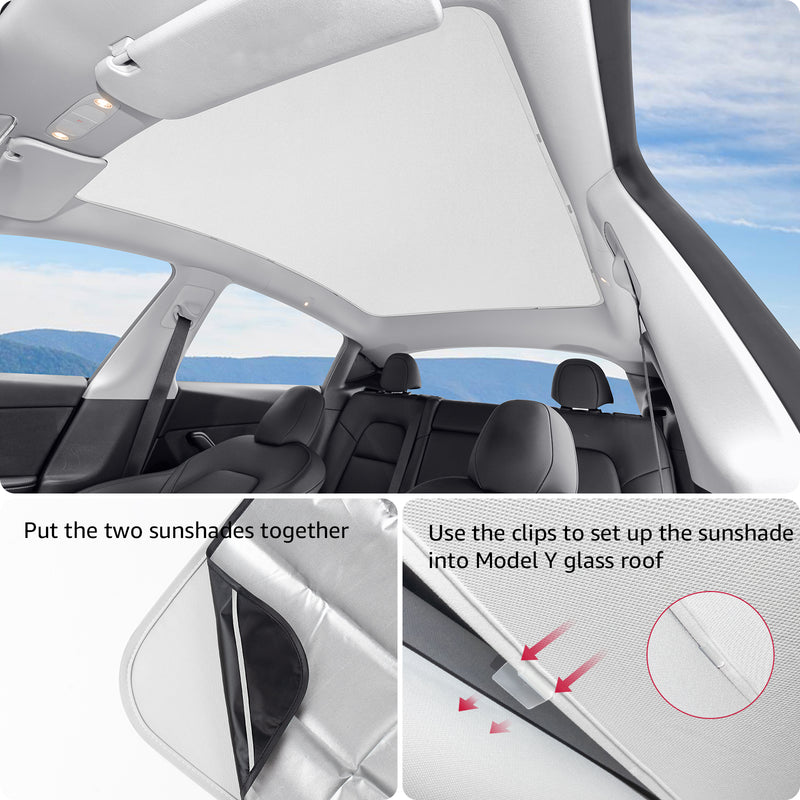 Tesla Model Y (2020-2021) Foldable Clip-On Roof Sunshade