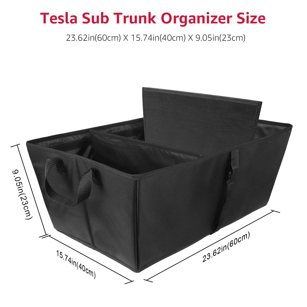 BASENOR Model Y Model 3 Sub Trunk Organizer Auto Durable Collapsible Cargo  Storage for Tesla Model 3 Tesla Model Y Fit Model 3 2016-2024 Model Y