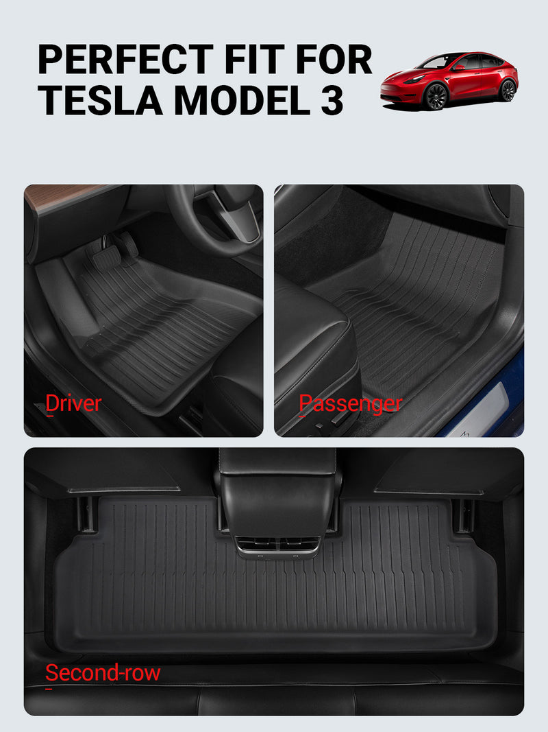 Model 3 2020-2023: Full All-weather Floor/Frunk/Trunk Mats Bundle Set –  EVACA, Premium Accessories for Tesla Model 3 & Model Y