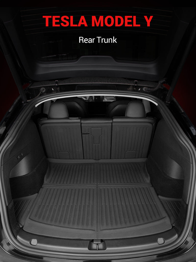BASENOR 9PCS Tesla Model Y Floor Mats 3D Full Set Interior Liners All-Weather Anti-Slip Waterproof Trunk Mat Second Row Seats Back Cover Protector Mat Accessories