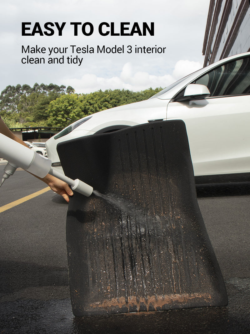  BASENOR 2023 2022 2021 Tapis de Sol Tesla Model 3 Tapis de Sol  en TPE Toutes Saisons et Ensemble de Tapis de Coffre Doublure de Chargement  arrière pour modèle 3 Accessoires intérieurs 4PCS…