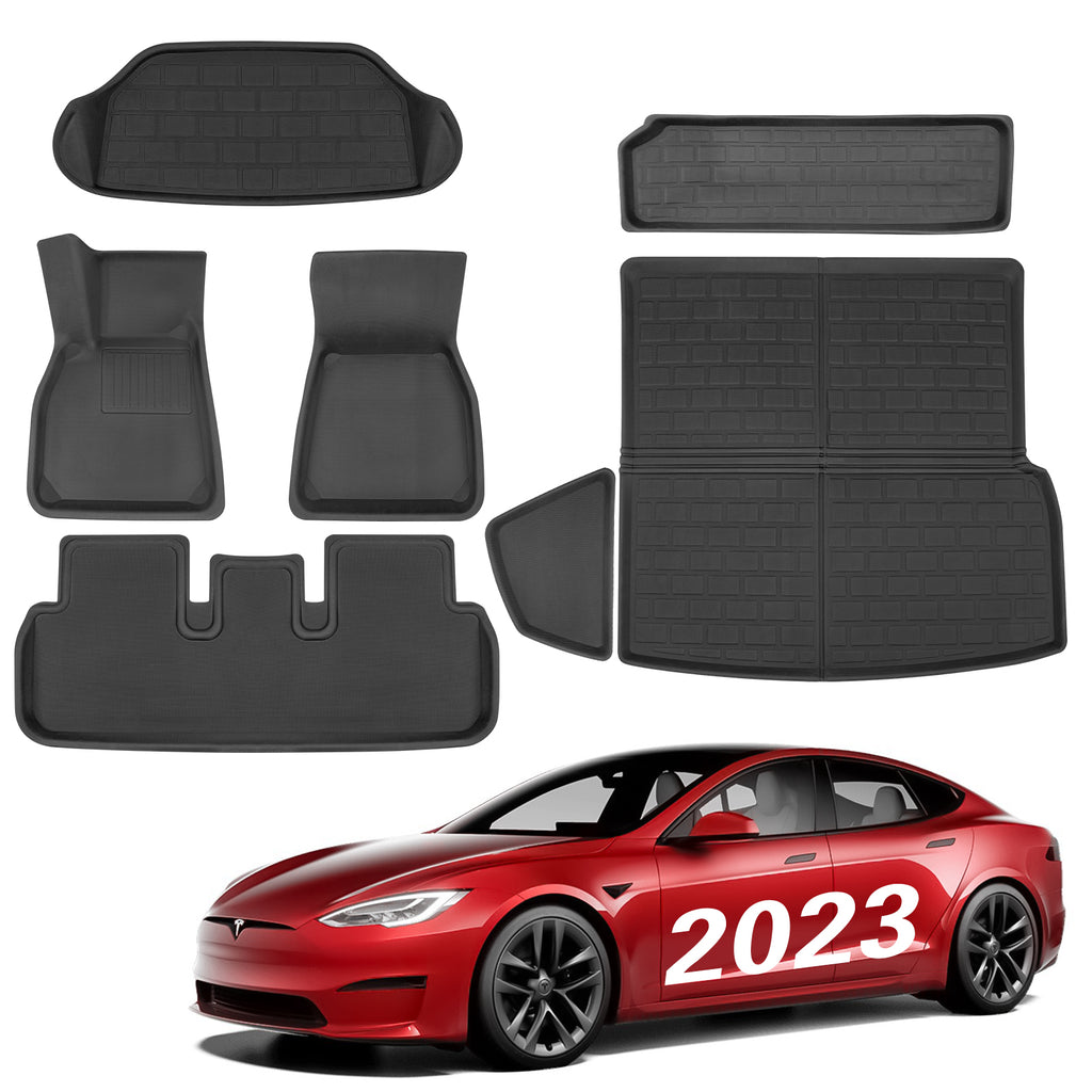 2021-2023 Tesla Model S Floor Mats Interior Liners (Plaid and Long Range)