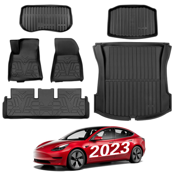 BASENOR Floor Mat TPE Full Set Mats for 2021 2022 2023 Tesla Model 3