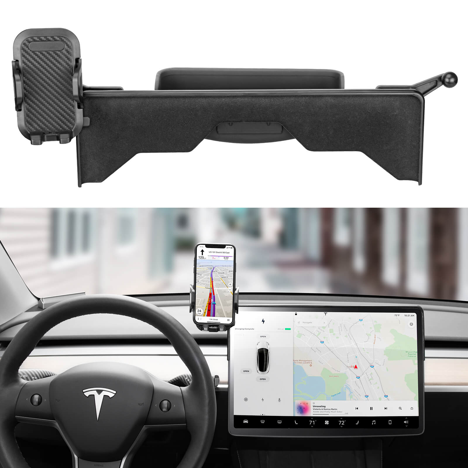 BASENOR Tesla Model Y Model 3 Phone Mount Sunglass Holder 